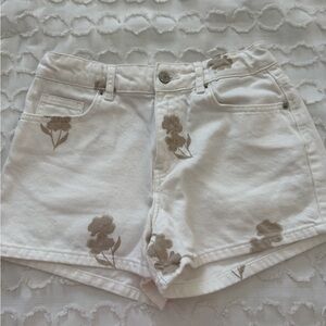 Zara White Floral Jean Shorts